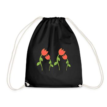 Flower symbol blossom plant four red roses - Drawstring Bag - black - Front