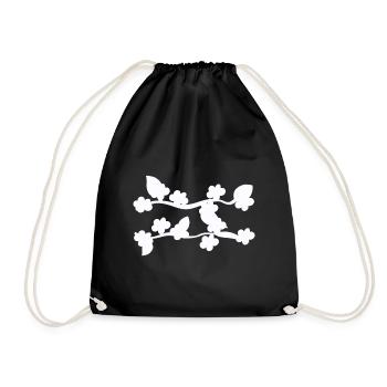 leaf leaves line nature shape branch plants - Drawstring Bag - black - Front