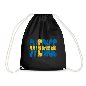 Sverige Swedish Flag Sweden Scandinavia - Drawstring Bag - black - Front
