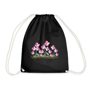 pink flowers natural symbol plant - Drawstring Bag - black - Front
