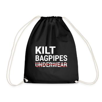 Kilt Dudelsack Unterwäsche Schottische Checkliste - Turnbeutel - Schwarz - Vorne