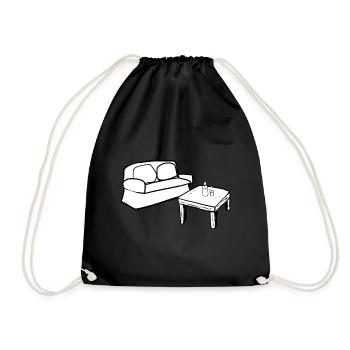 Wohnen Symbol Tisch Sofa Wohnzimmer - Turnbeutel - Schwarz - Vorne