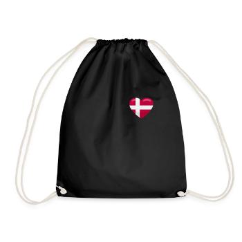 Dänemark Herz Dänische Flagge Danmark Denmark - Turnbeutel - Schwarz - Vorne