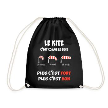Le kite c'est comme le s***, plus c'est ... - Sac de sport léger - noir - Devant