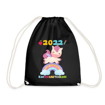 Kindergarten 2022 Ich Komme Einhorn Kita Geschenk - Turnbeutel - Schwarz - Vorne