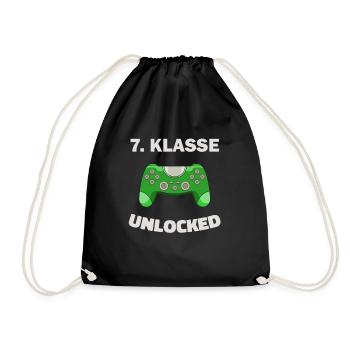7. Klasse Gamer Deko Zocker Schule Kinder Geschenk - Turnbeutel - Schwarz - Vorne