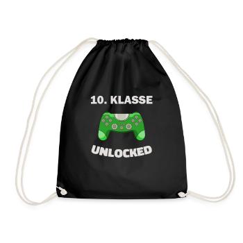 10. Klasse Gamer Deko Zocker Schule Kind Geschenk - Turnbeutel - Schwarz - Vorne