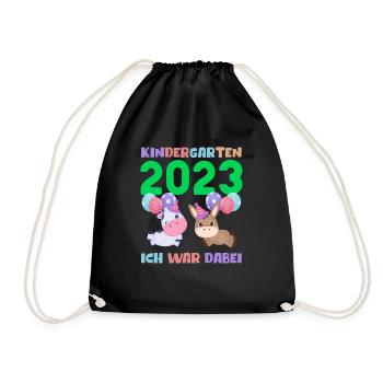Kindergarten 2023 Süße Tiere Mädchen Jungen Kita - Turnbeutel - Schwarz - Vorne