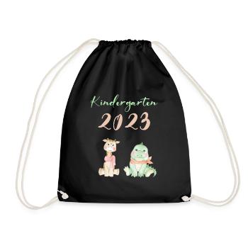 Kindergarten 2023 Süße Tiere Mädchen Jungen Kita - Turnbeutel - Schwarz - Vorne