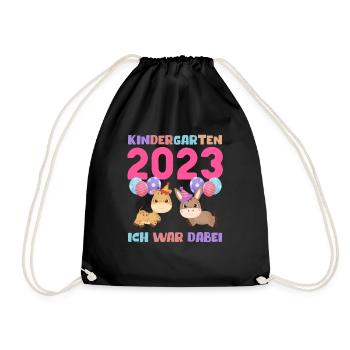 Kindergarten 2023 Süße Tiere Mädchen Jungen Kita - Turnbeutel - Schwarz - Vorne