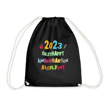 Kindergarten Absolvent 2023 Geschafft Einschulung - Turnbeutel - Schwarz - Vorne