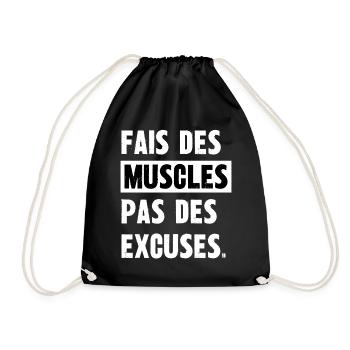 fais des muscles pas des excuses - Sac de sport léger - noir - Devant