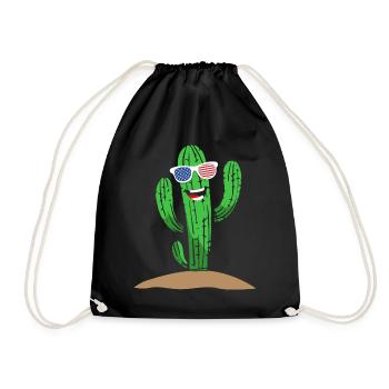 Trendige Kaktus USA Kunst-T-Shirts - Turnbeutel - Schwarz - Vorne