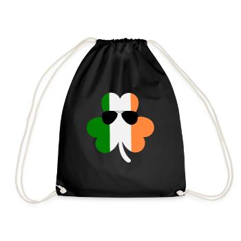 St Patricks Day Accessoires Ireland Shamrock Deko - Turnbeutel - Schwarz - Vorne