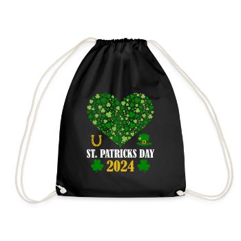 St Patricks Day Accessories Ireland Shamrock Decoration - Drawstring Bag - black - Front