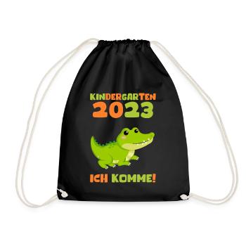 Kindergarten 2023 Ich Komme Jungen Kita Geschenk - Turnbeutel - Schwarz - Vorne