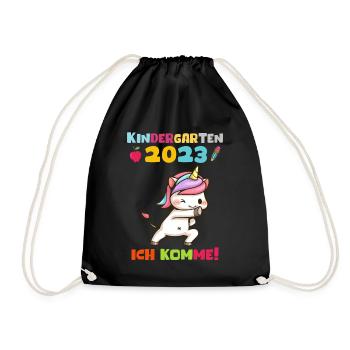 Kindergarten 2023 Ich Komme Jungen Kita Geschenk - Turnbeutel - Schwarz - Vorne