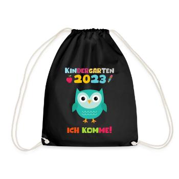 Kindergarten 2023 Ich Komme Jungen Kita Geschenk - Turnbeutel - Schwarz - Vorne
