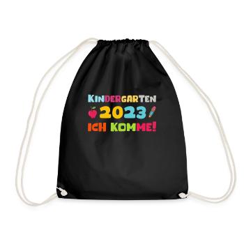 Kindergarten 2023 Ich Komme Mädchen Kita Geschenk - Turnbeutel - Schwarz - Vorne