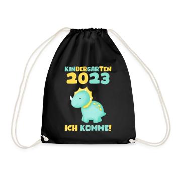Kindergarten 2023 Ich Komme Jungen Kita Geschenk - Turnbeutel - Schwarz - Vorne