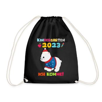 Kindergarten 2023 Ich Komme Jungen Kita Geschenk - Turnbeutel - Schwarz - Vorne