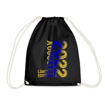 2022 August Limited Edition 1st Birthday Outfit - Drawstring Bag - black - Front