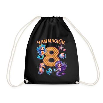 Anniversaire de sirène 8 ans - Sac de sport léger - noir - Devant