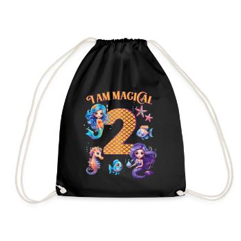 Anniversaire de la sirène 2 ans - Sac de sport léger - noir - Devant