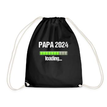 Papa 2024 Loading Vaterschaft Vater Werden Dad - Turnbeutel - Schwarz - Vorne
