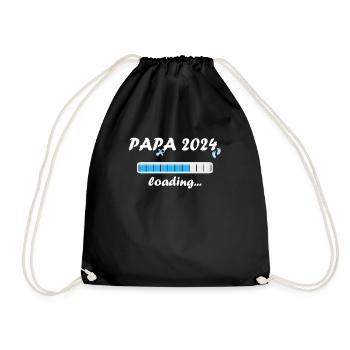 Papa 2024 Loading Vaterschaft Vater Werden Dad - Turnbeutel - Schwarz - Vorne