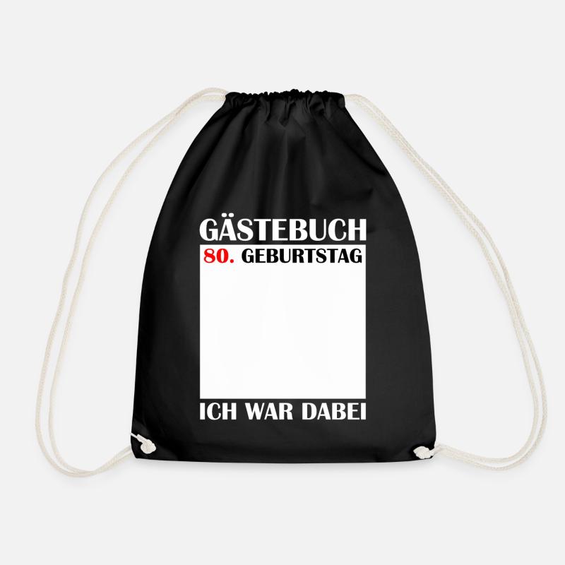 80th Birthday Women's 80th Anniversary Men's Gift - Drawstring Bag - black
