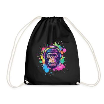 Singe Avec Casque Décoration Femme Cadeau Homme - Sac de sport léger - noir - Devant