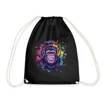 Singe Avec Casque Décoration Femme Cadeau Homme - Sac de sport léger - noir - Devant
