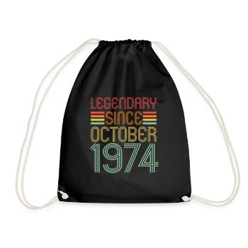 Legendär seit Oktober 1974, Retro, Geburtstag - Turnbeutel - Schwarz - Vorne