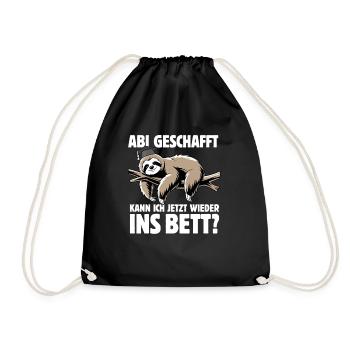 Faultier - Abitur geschafft wieder ins Bett? - Turnbeutel - Schwarz - Vorne