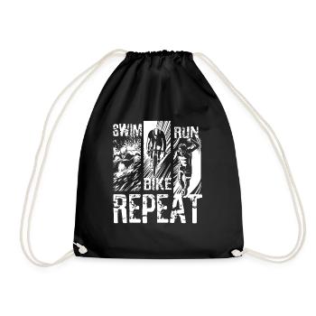 Swim Bike Run Repeat - Vintage Triathlon - Turnbeutel - Schwarz - Vorne