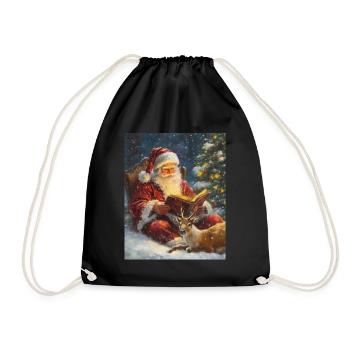 Weihnachtsmann Frauen Männer Kinder Weihnachten - Turnbeutel - Schwarz - Vorne