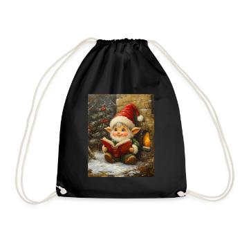 Christmas Elf Women Men Children Christmas - Drawstring Bag - black - Front