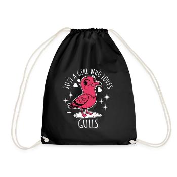 Juste une fille qui aime les mouettes - Dessin animé - Sac de sport léger - noir - Devant