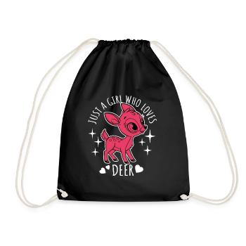 Just a girl who loves deer - Cartoon - Drawstring Bag - black - Front
