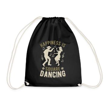 Happiness is Square Dancing - Country Fan - Drawstring Bag - black - Front