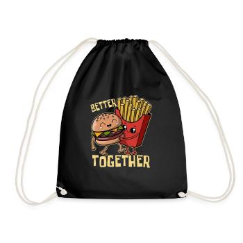 Burger & Pommes - Fast Food - Better Together - Turnbeutel - Schwarz - Vorne