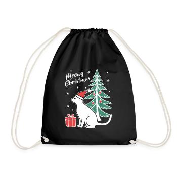 Meowy Christmas - Gift with Cat - Drawstring Bag - black - Front
