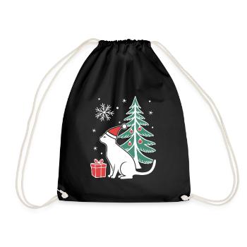 Meowy Christmas - Gift with Cat - Drawstring Bag - black - Front