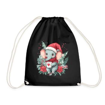 Elefant Kaffee Weihnachten Frauen Männer Kinder - Turnbeutel - Schwarz - Vorne