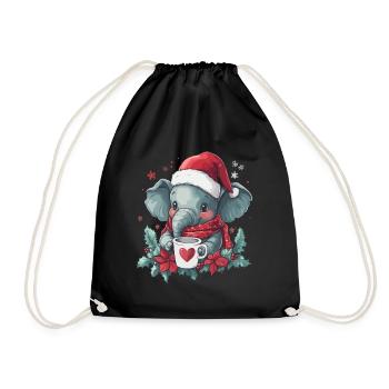Elefant Kaffee Weihnachten Frauen Männer Kinder - Turnbeutel - Schwarz - Vorne
