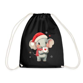 Elefant Kaffee Weihnachten Frauen Männer Kinder - Turnbeutel - Schwarz - Vorne