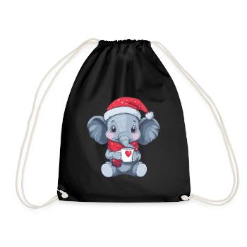 Elefant Kaffee Weihnachten Frauen Männer Kinder - Turnbeutel - Schwarz - Vorne