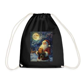 Weihnachtsmann Frauen Männer Kinder Weihnachten - Turnbeutel - Schwarz - Vorne