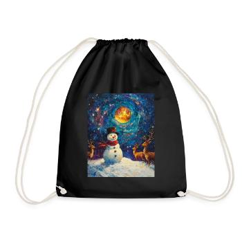 Schneemann Weihnachten Frauen Männer Kinder - Turnbeutel - Schwarz - Vorne